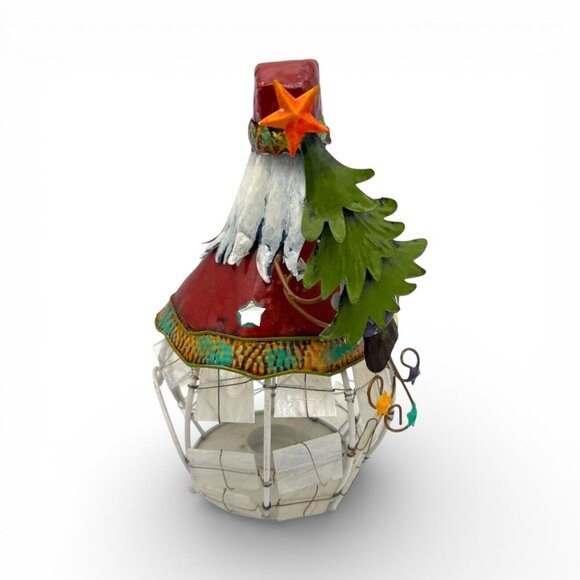 Santa Claus Christmas Tea Light Holder Metal & Resin Festive Décor - Picture 4 of 5